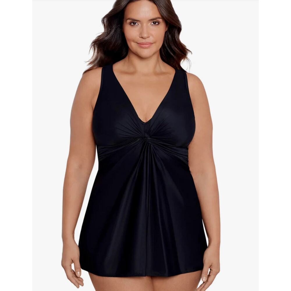 Miraclesuit Marais One Piece Swim Dress Black Sz. 24W